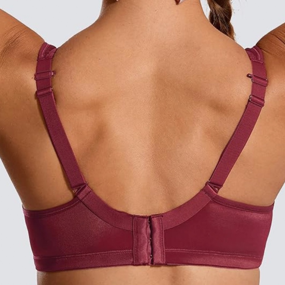 Syrokan Underwire Adjustable Sports Bra sz 38E Burgundy Wine Color - Picture 2 of 4